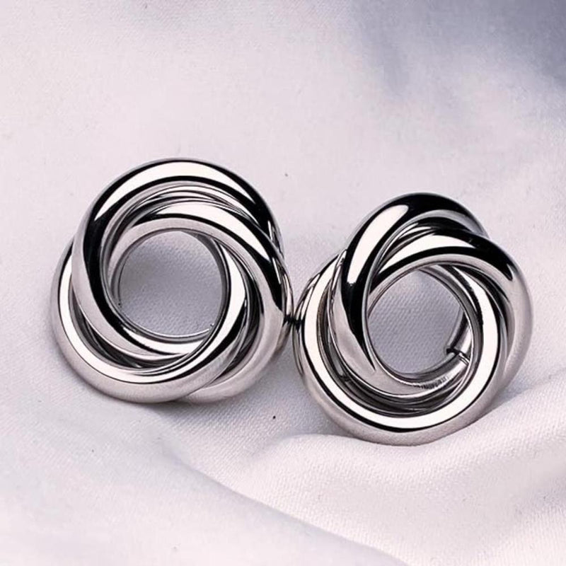 Etnico Latest Fashion Stylish Silver Plated Lightweight Chunky Studs Earrings For Women (Style 7)