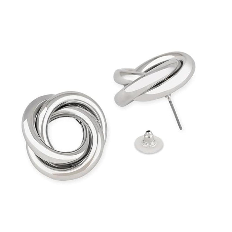 Etnico Latest Fashion Stylish Silver Plated Lightweight Chunky Studs Earrings For Women (Style 7)