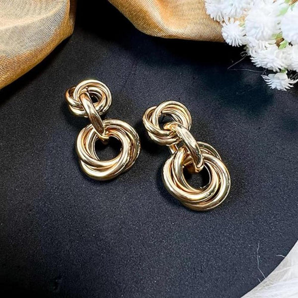 Etnico Latest Trendy Stylish Gold Plated Geometric Twisted Chunky Dangler Earrings for Women and Girls (E3192FL) (Style2)