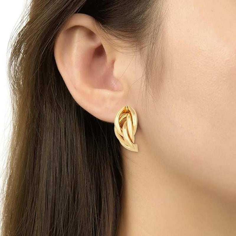 Etnico Latest Trendy Stylish Gold Plated Geometric Twisted Chunky Dangler Earrings for Women and Girls (E3193FL) (Style3)