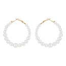Etnico Latest Fashion Stylish Gold Plated Lightweight Round Pearl Hoop Earrings For Women (E3198W) (Style9)
