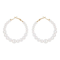 Etnico Latest Fashion Stylish Gold Plated Lightweight Round Pearl Hoop Earrings For Women (E3198W) (Style9)