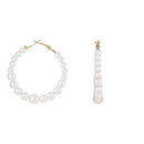 Etnico Latest Fashion Stylish Gold Plated Lightweight Round Pearl Hoop Earrings For Women (E3198W) (Style9)