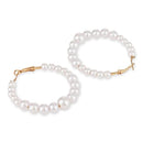 Etnico Latest Fashion Stylish Gold Plated Lightweight Round Pearl Hoop Earrings For Women (E3198W) (Style9)