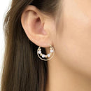 Etnico Latest Fashion Stylish Gold Plated Lightweight Round Pearl Hoop Earrings For Women