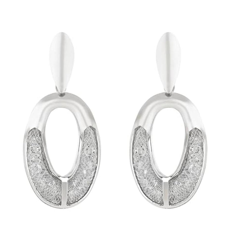 Etnico Latest Fashion Stylish Silver Plated Lightweight Classic Chunky Hoops Earrings For Women (E3204S)