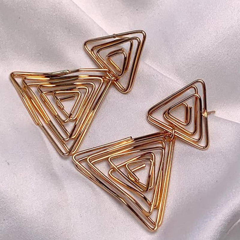 Etnico Latest Stylish Gold Plated Trendy Triangle Shape Chunky Dangler Earrings For Women (Style16) (E3205FL)