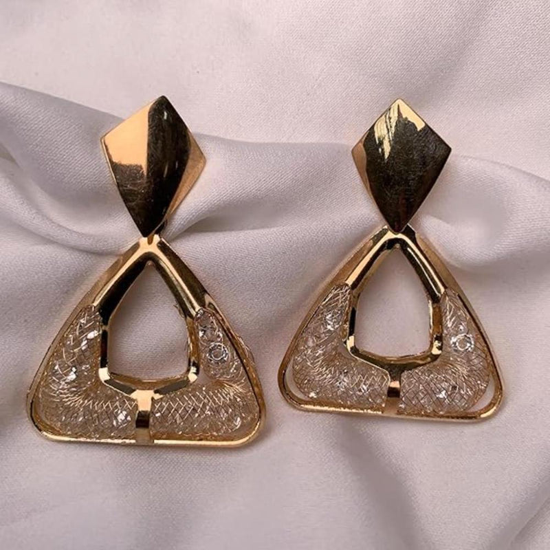 Etnico Latest Fashion Stylish Gold Plated Trendy Triangle Shape Chunky Dangler Earrings For Women