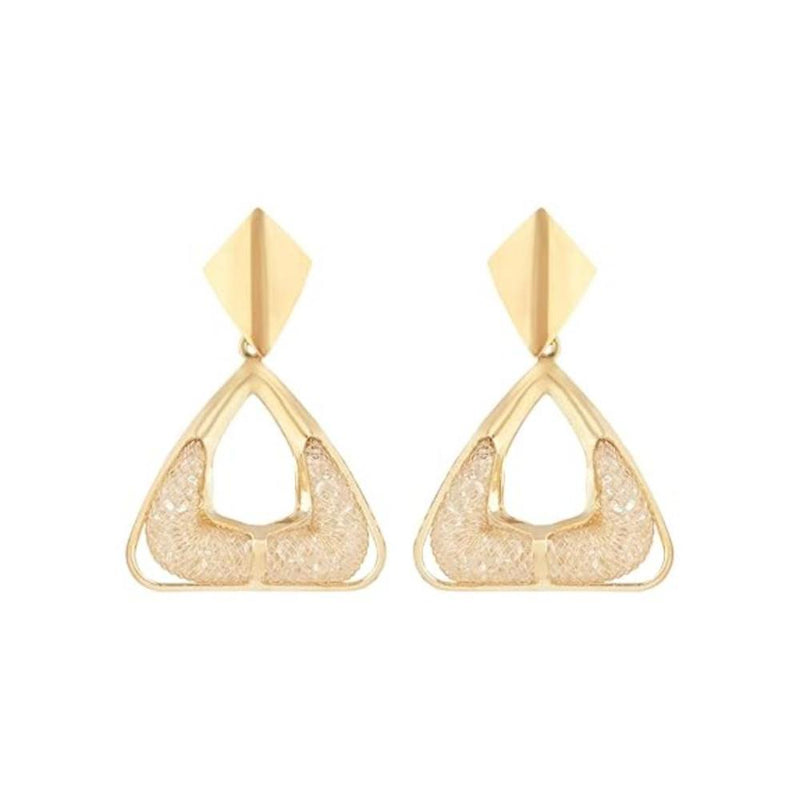 Etnico Latest Fashion Stylish Gold Plated Trendy Triangle Shape Chunky Dangler Earrings For Women