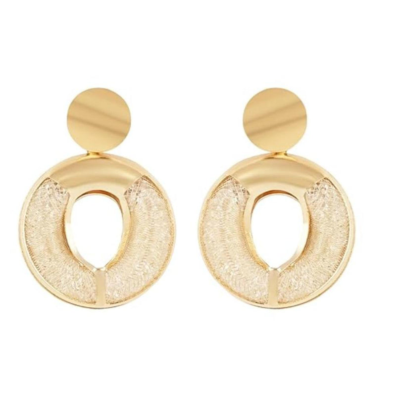 Etnico Latest Fashion Stylish Gold Plated Round Shape Chunky Dangler Earrings For Women