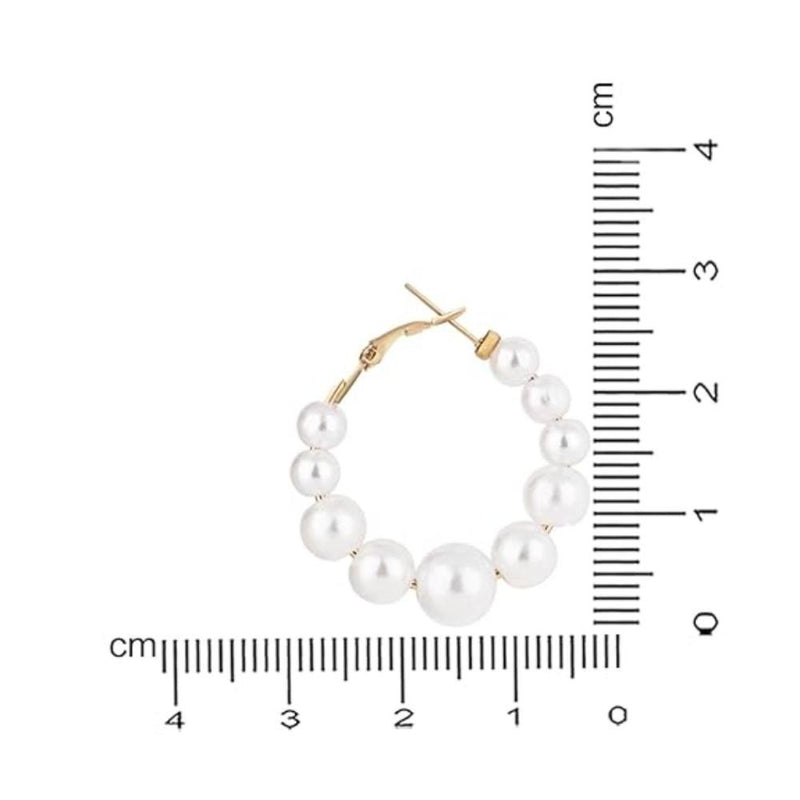 Etnico Women Latest Stylish Gold Plated Lightweight Round Pearl Chunky Earrings (Style8) (E3211W)