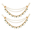 Etnico Gold Plated Traditional Kundan & Pearl Hair Chain/Ear chain Accessories with Hook for Women