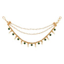 Etnico Gold Plated Traditional Kundan & Pearl Hair Chain/Ear chain Accessories with Hook for Women