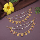 Etnico Gold Plated Traditional Flower Pearl Layered Hair Chain/Ear chain Accessories with Hook for Women