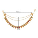 Etnico Gold Plated Traditional Kundan & Pearl Hair Chain/Ear chain Accessories with Hook for Women