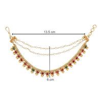 Etnico Gold Plated Traditional Kundan & Pearl Hair Chain/Ear chain Accessories with Hook for Women