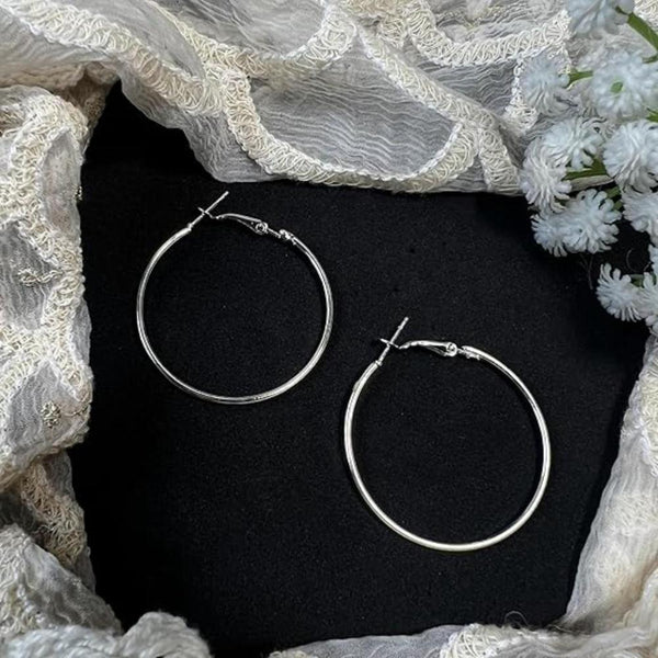 Etnico Stylish Latest Fashion Hoop Earrings For Women (E3218) (Silver)