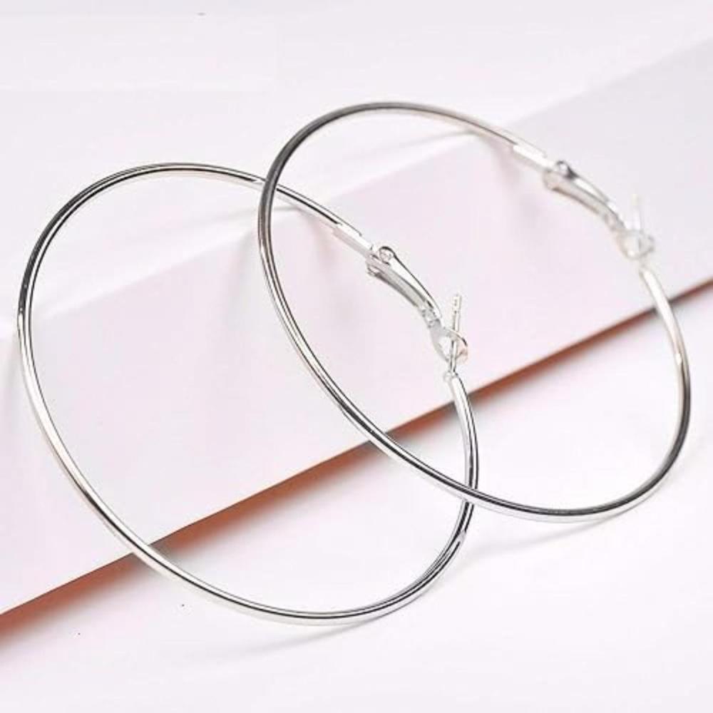 Etnico Stylish Latest Fashion Hoop Earrings For Women (E3218) (Silver)