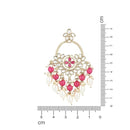 Etnico Gold Plated Traditional Handcrafted Kundan Pearl Chandbali Dangle Earrings for Women (E3222) (Dark Pink)