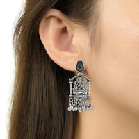 Etnico Womens Navratri Ethnic Silver Oxidised Afghani Style Trending Earrings (Style-4)