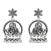 Etnico Navratri Silver Oxidised Afghani Boho Earrings For Women (Style 1)