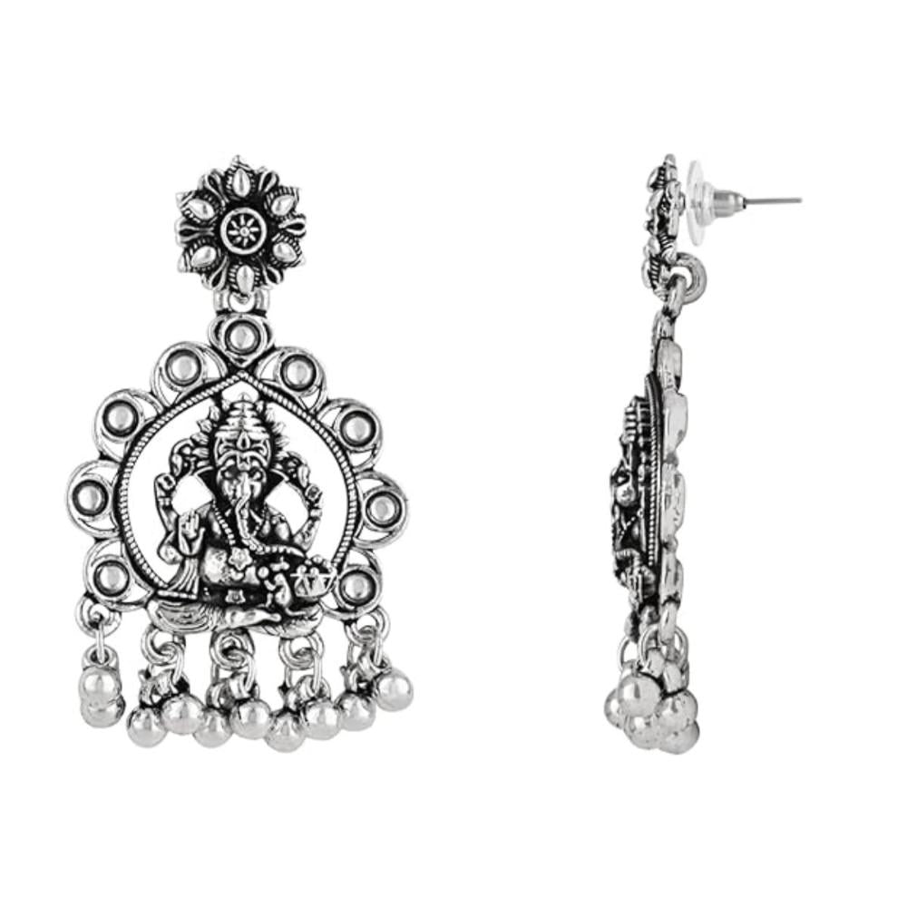 Etnico Womens Navratri Ethnic Silver Oxidised Afghani Style Trending Earrings (Style-2)