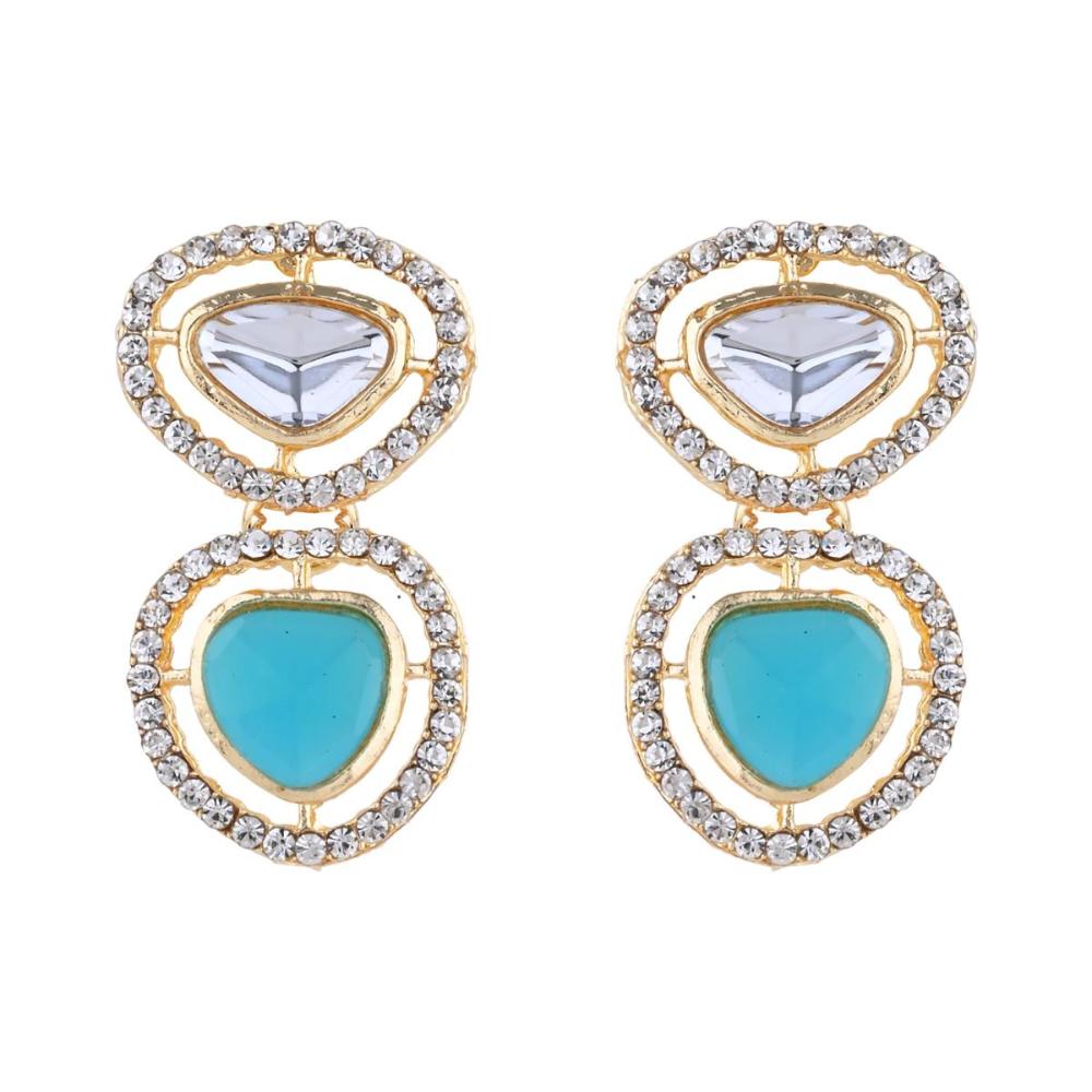 Etnico Gold Plated Latest Fashion Stylish Contemporary Stud Drop Earring For Women (E3239Sb)