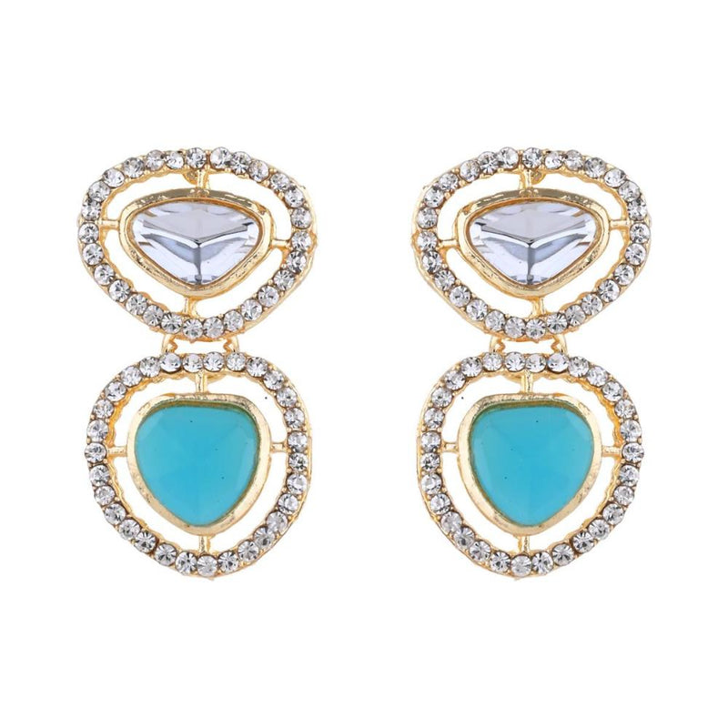 Etnico Gold Plated Latest Fashion Stylish Contemporary Stud Drop Earring For Women (E3239Sb)