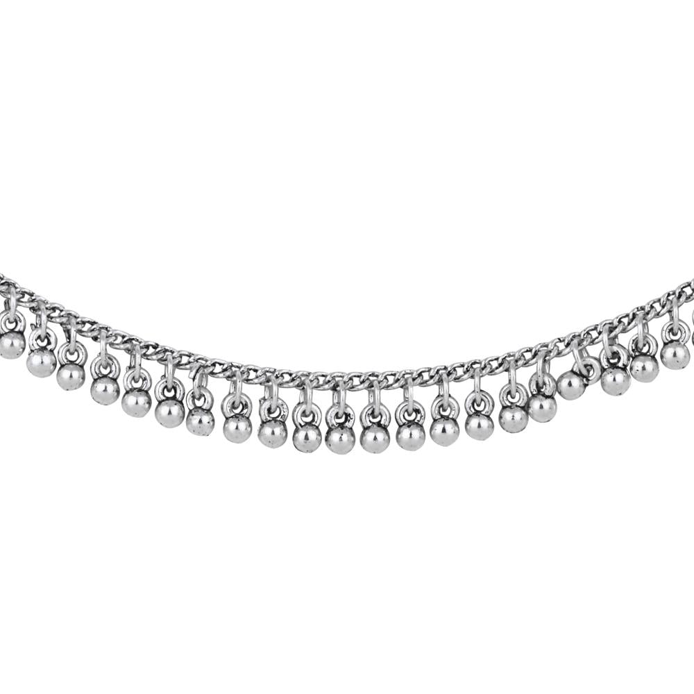 Etnico Silver Oxidised Ghungroo Hair Chain/Earchain Accessories For Women (E3242OX)