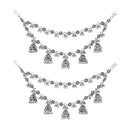 Etnico Silver Oxidised Ghungroo Jhumka Hair Chain/Earchain Accessories For Women (E3245OX)