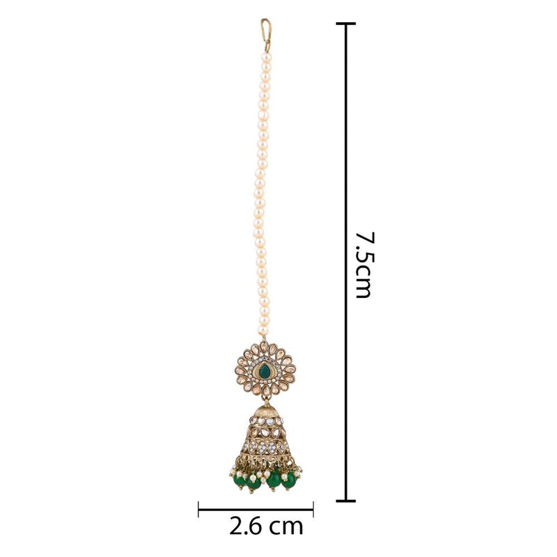 Etnico Gold Plated Traditional Kundan & Pearl Jhumka Earrings With Pearl Earchain For Women (E3258G)