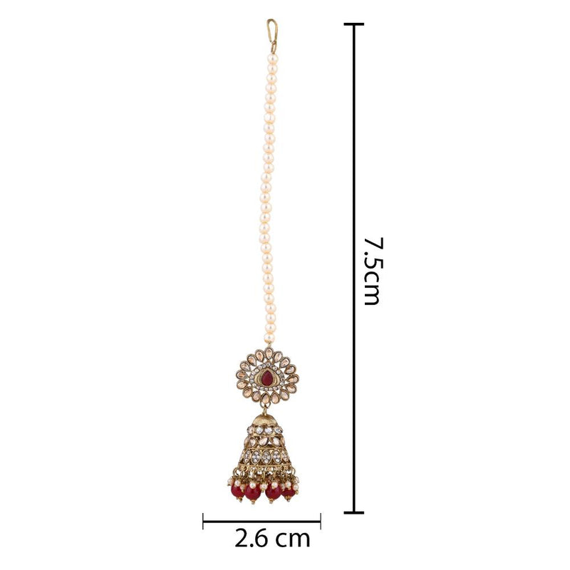 Etnico Gold Plated Traditional Kundan & Pearl Jhumka Earrings With Pearl Earchain For Women (E3258M)