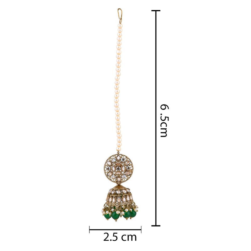 Etnico Gold Plated Traditional Kundan & Pearl Jhumka Earrings With Pearl Earchain For Women (E3259G)