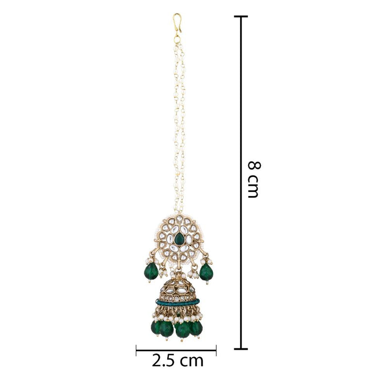 Etnico Gold Plated Traditional Kundan & Pearl Jhumka Earrings With Pearl Earchain For Women (E3262G)