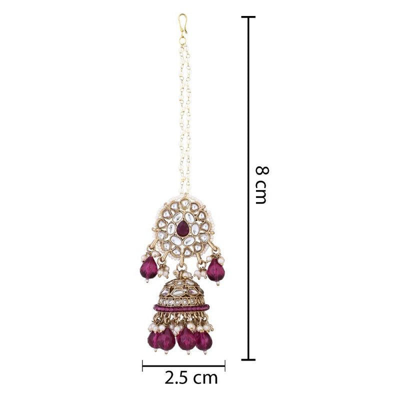 Etnico Gold Plated Traditional Kundan & Pearl Jhumka Earrings With Pearl Earchain For Women (E3262Wi)