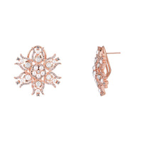 Etnico Rose Gold Plated Cubic Zirconia American Diamoand & Pearl Stud Earrings For Women (E3272RG)
