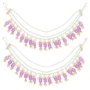 Etnico Gold Plated Traditional Pearl Layered Hair Chain/Earchain with Hook for Women 