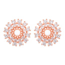 Etnico Latest Stylish Rose Gold Plated CZ American Diamond Stud Earrings For Women