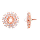 Etnico Latest Stylish Rose Gold Plated CZ American Diamond Stud Earrings For Women