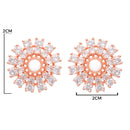Etnico Latest Stylish Rose Gold Plated CZ American Diamond Stud Earrings For Women