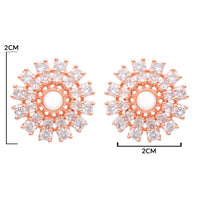 Etnico Latest Stylish Rose Gold Plated CZ American Diamond Stud Earrings For Women