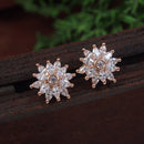 Etnico Latest Stylish Rose Gold Plated CZ American Diamond Stud Earrings For Women