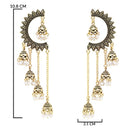 Etnico Gold Plated Multi Layered Dangle Jhumka Earrings For Women (E3282FL)
