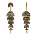 Etnico Gold Plated Peacock Multi Layered Jhumka Earrings For Women (E3286FL)