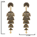 Etnico Gold Plated Peacock Multi Layered Jhumka Earrings For Women (E3286FL)