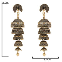 Etnico Gold Plated Peacock Multi Layered Jhumka Earrings For Women (E3286FL)