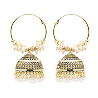 Etnico Gold Plated Afghani Jhumka Earrings For Women (E3291FL)