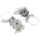 Etnico Silver Oxidised Afghani Style Boho Jhumka Earrings For Women (E3295OX)