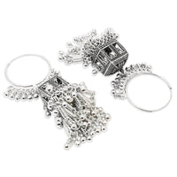 Etnico Silver Oxidised Afghani Style Boho Jhumka Earrings For Women (E3295OX)