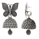 Etnico Traditional Stylish Fancy Silver Oxidised Afghani Jhumka Earrings Combo For Women
